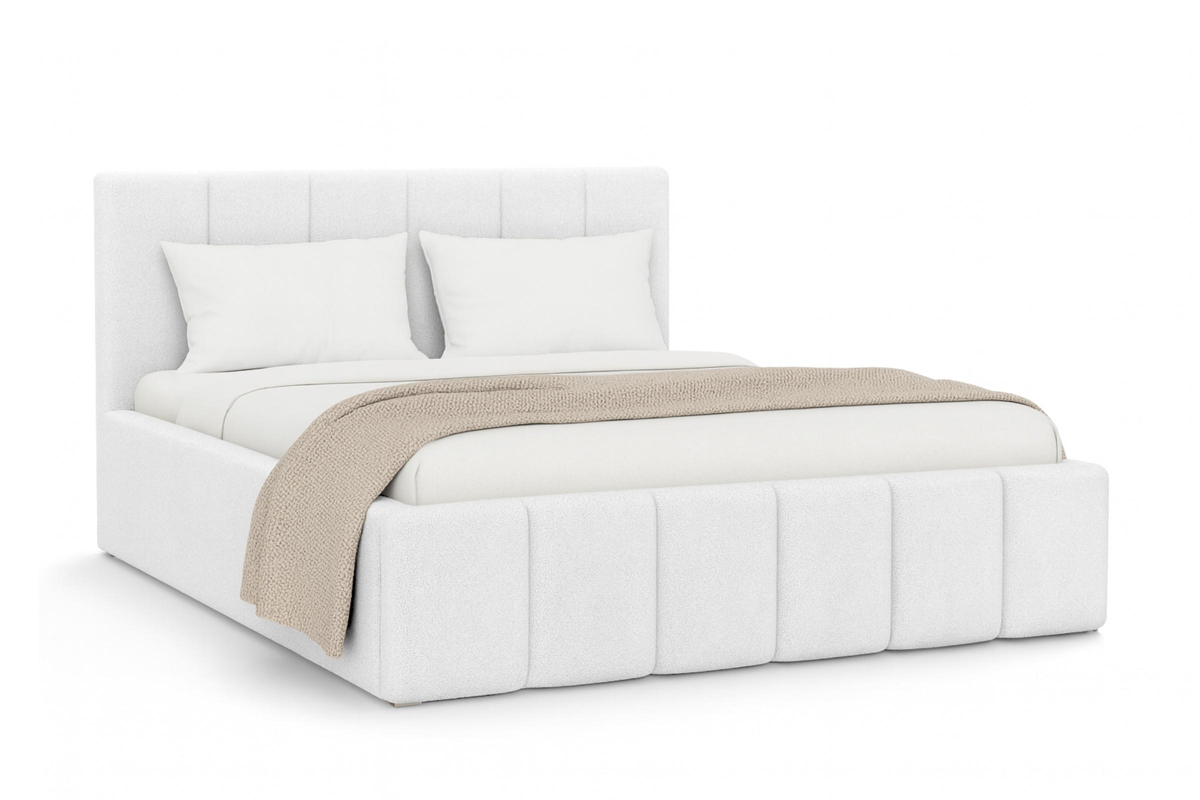 POLSTERBETT MEGAN 180/200 in Boucle Weiß - Weiß, Holz/Holzwerkstoff (180/200cm) - Deine Möbel 24