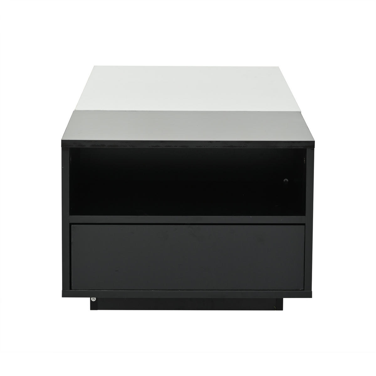 COUCHTISCH 100/50/38 cm schwarz-weiß mit 2 Schubladen und halboffenen Fächern - Weiß, Holzwerkstoff (100/50/38cm) - OKWISH