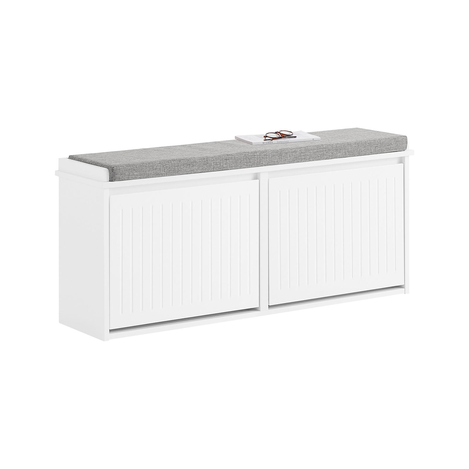 SoBuy BOTNÍK se 2 dveřmi Bílá 100x26x46cm Nordický