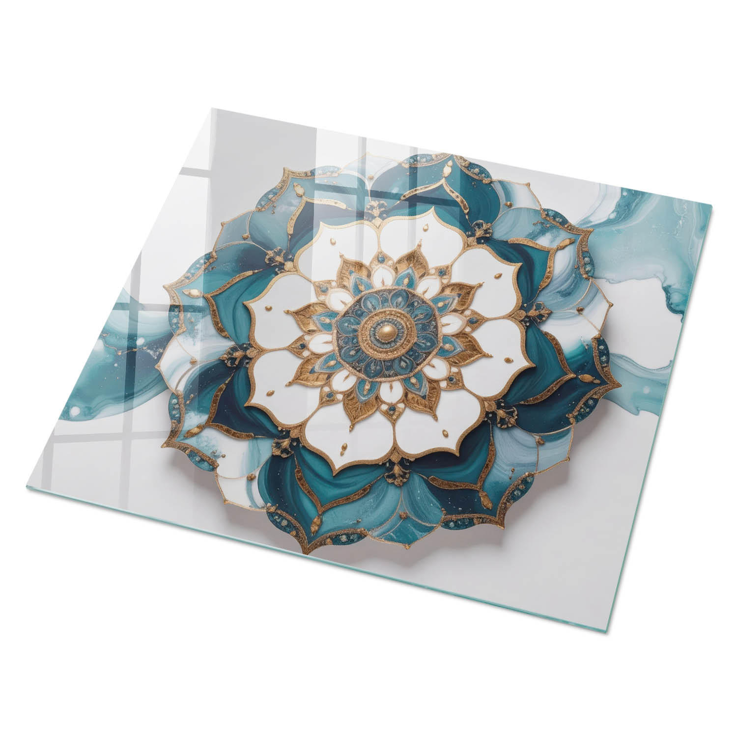 GLASPLATTE 80x60 cm – Mandala-Eleganz - Grau, Glas (0.4/80/60cm) - ArtPrintCave