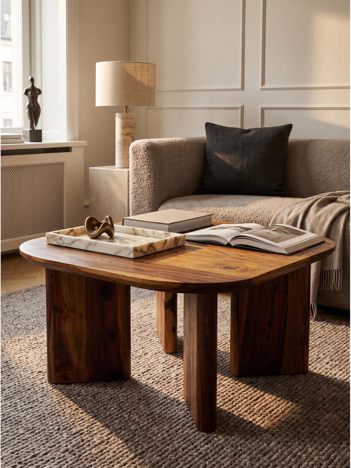 COUCHTISCH CAZORLA, Dunkles Massivholz, 60 x 60 x 32,5 cm - Braun, Holz (60/60/32.5cm) - KADIMA DESIGN
