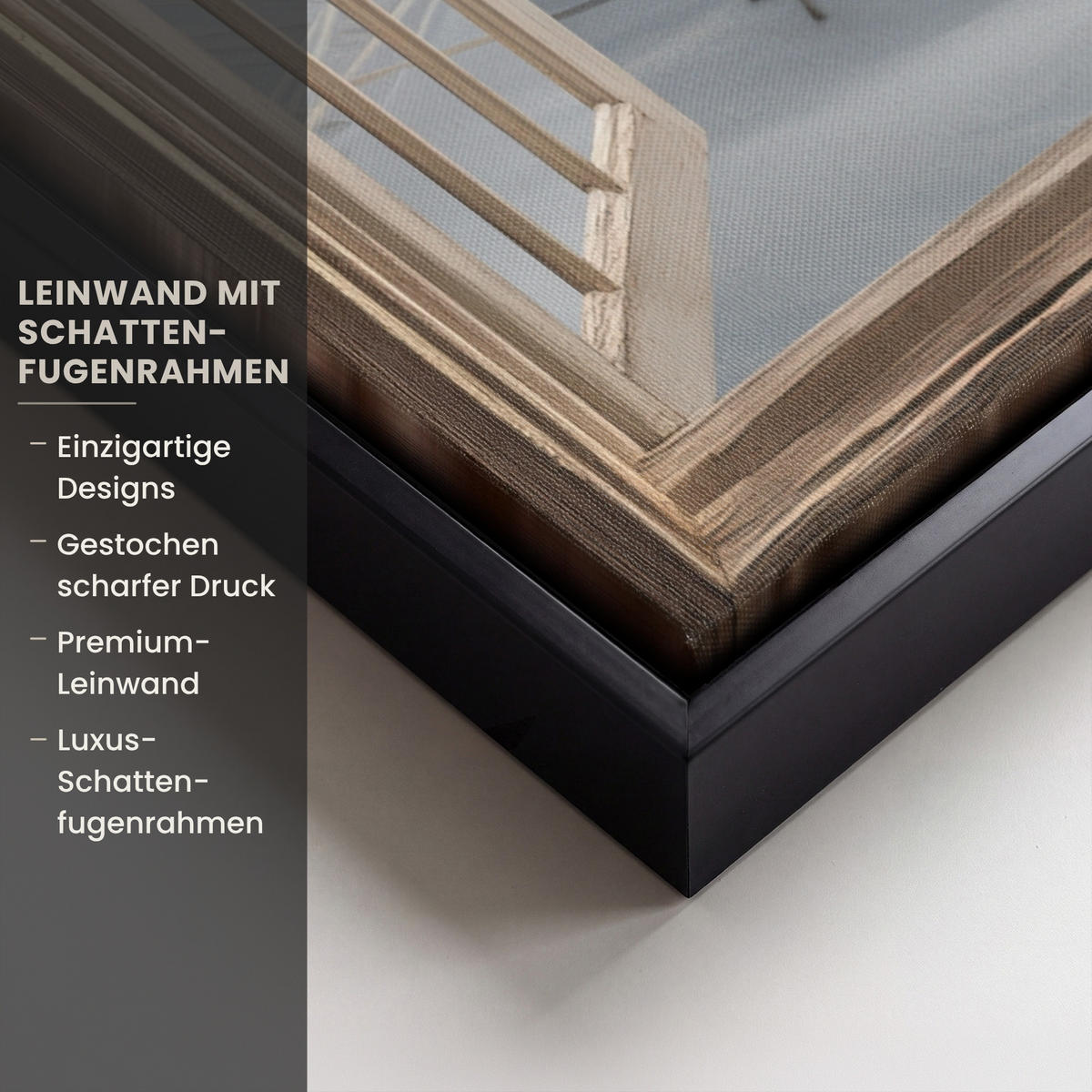 LEINWAND Bilder mit Rahmen - Ausblick - Strand - Dünen - Meer - Natur - 70x100 - Sandfarben, Textil (70/100cm) - MuchoWow