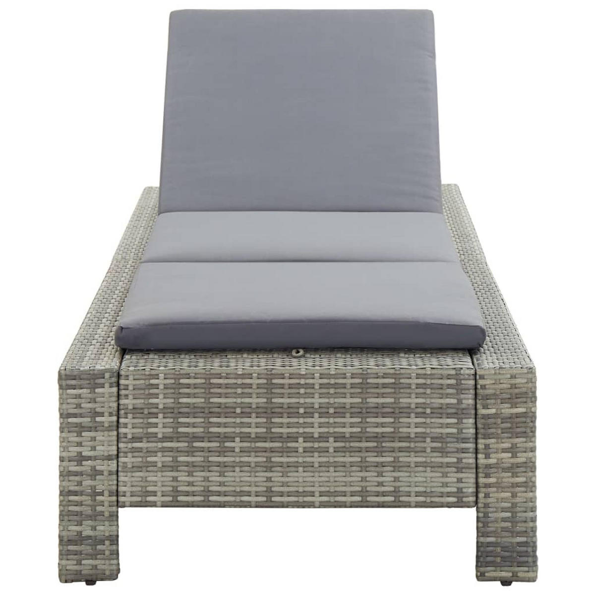 SONNENLIEGE mit Auflage Grau Poly Rattan - Grau, Holz (75/35/220cm) - furnicato