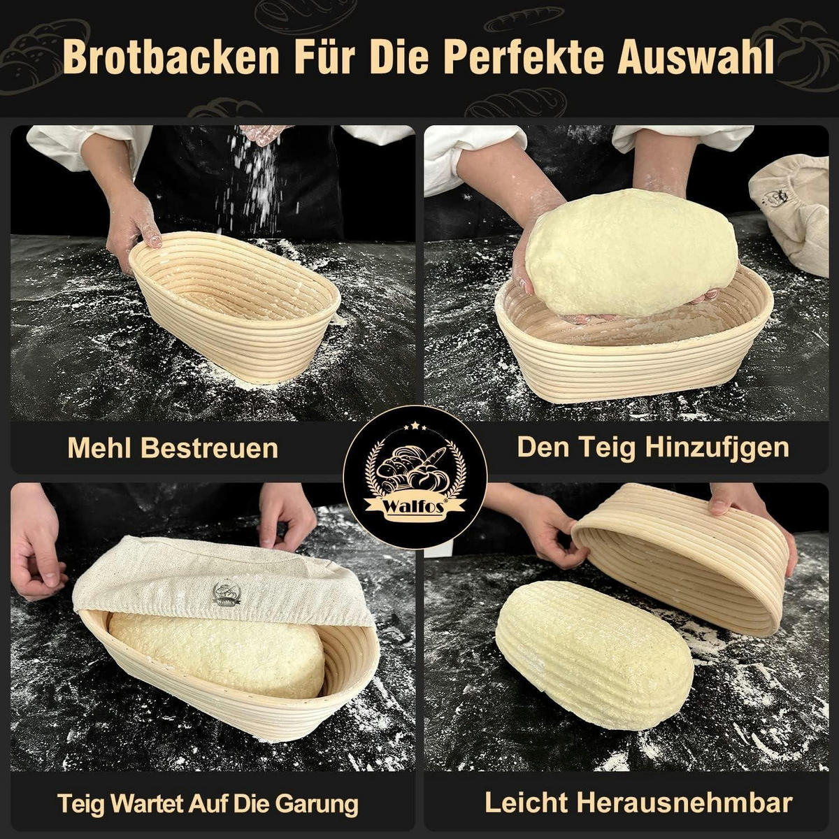GÄRKÖRBCHEN Set 25 cm Oval mit Leinenbezug und Zubehör - Beige, Naturmaterialen (8.5/1/25cm)