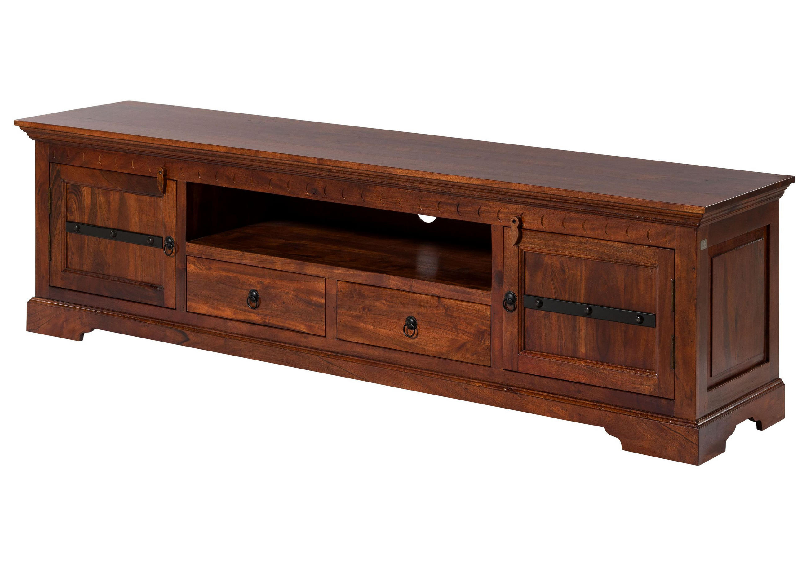 TV-BOARD Akazie 200x45x55 nougat lackiert OXFORD #326 - Dunkelbraun, Holz (200/55/45cm) - Massivmoebel24