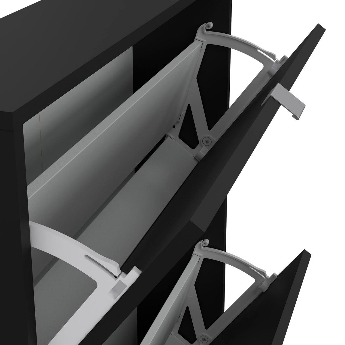 SCHUHSCHRANK Schwarz 16.55/70.3/85.2 cm - Schwarz, Holzwerkstoff (70.3/85.2/16.55cm) - DMORA