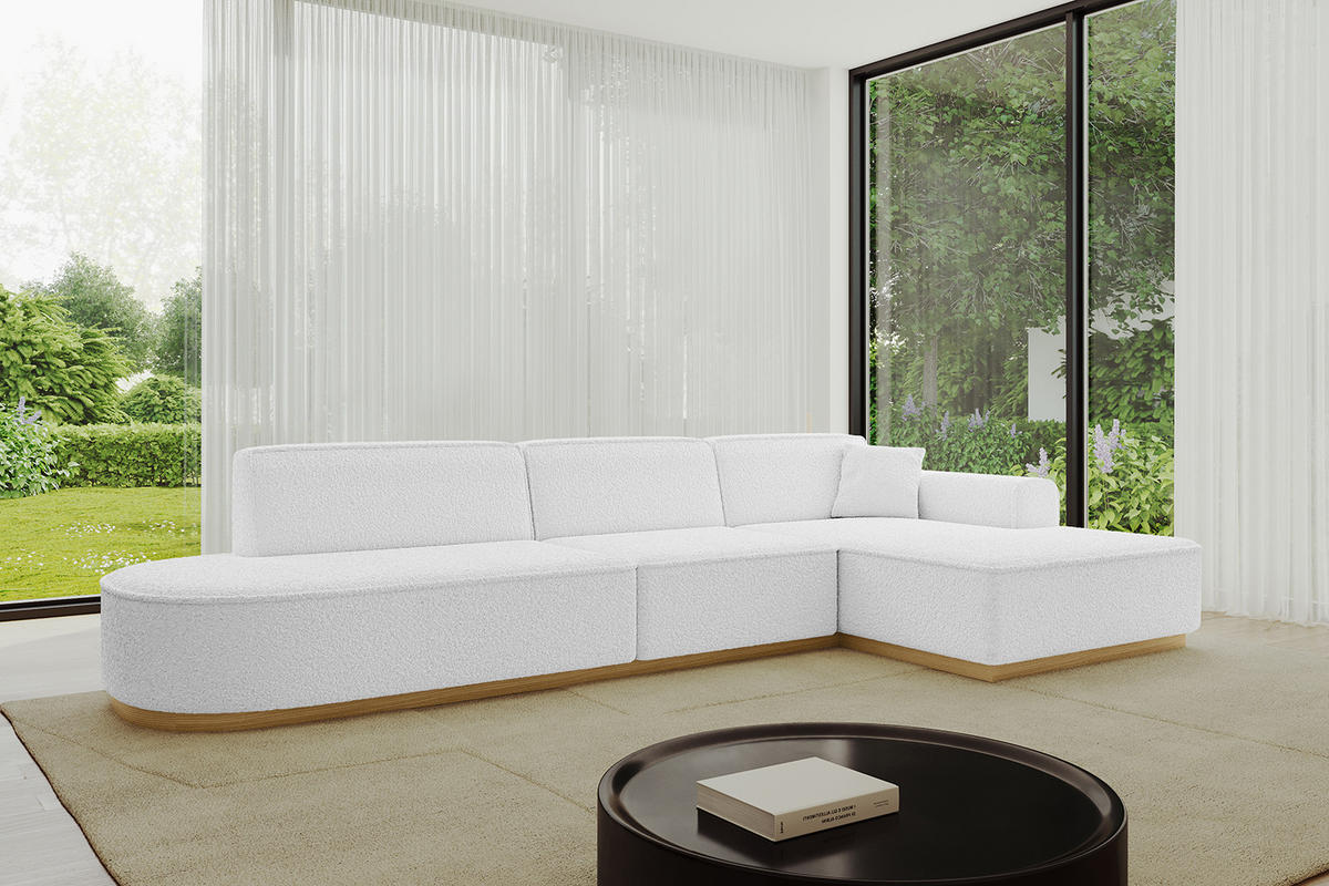 ECKSOFA Ottomane Rechts IREA-L2-v2 - 327x165x80 cm Weiß - Weiß, Holzwerkstoff/Textil (327/165cm) - ALTDECOR