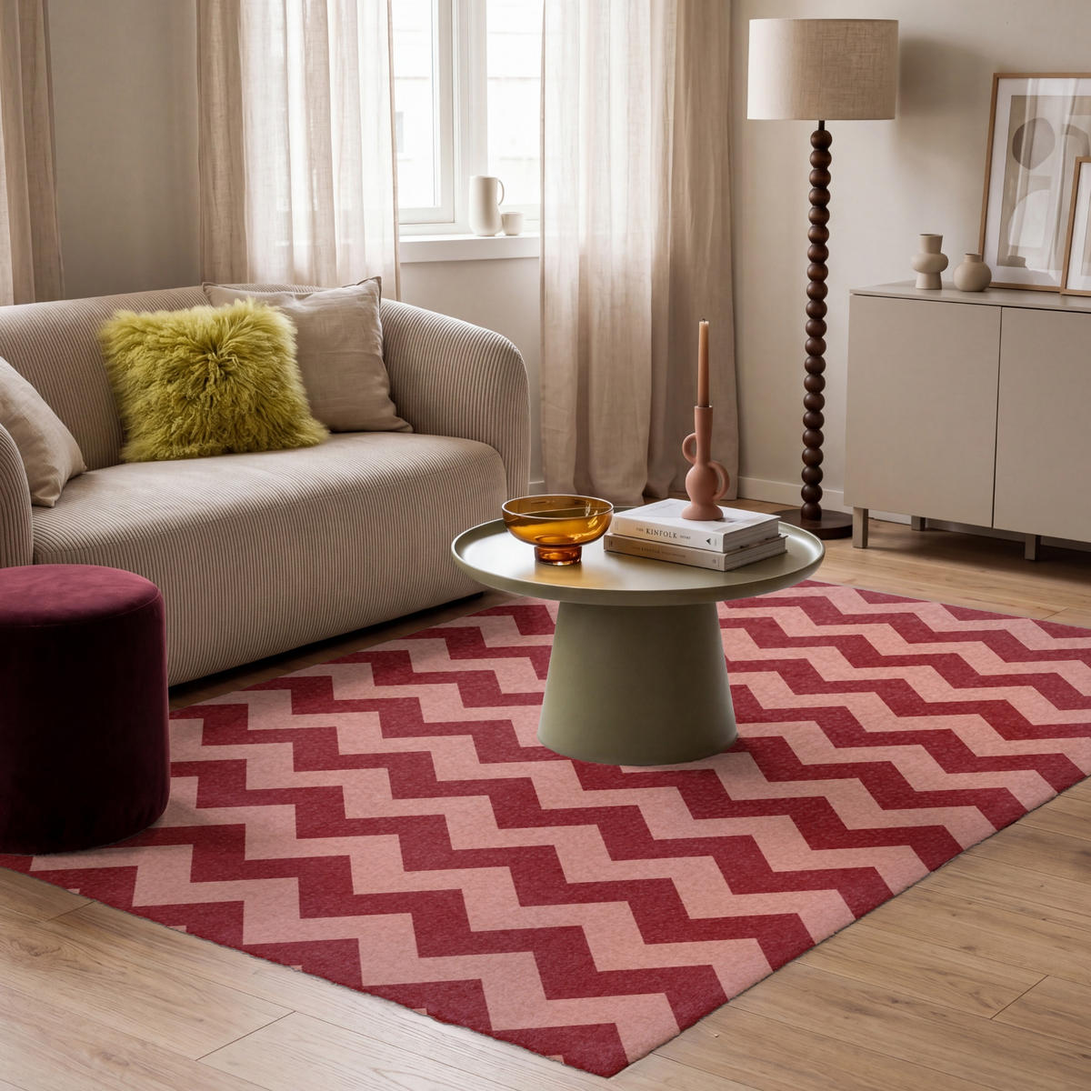 KOBERCE - Cikcak - Pruhy - Vzor - Červená - 180x120 cm - červená, textil/plast (180/0.4cm) - OnlyWow