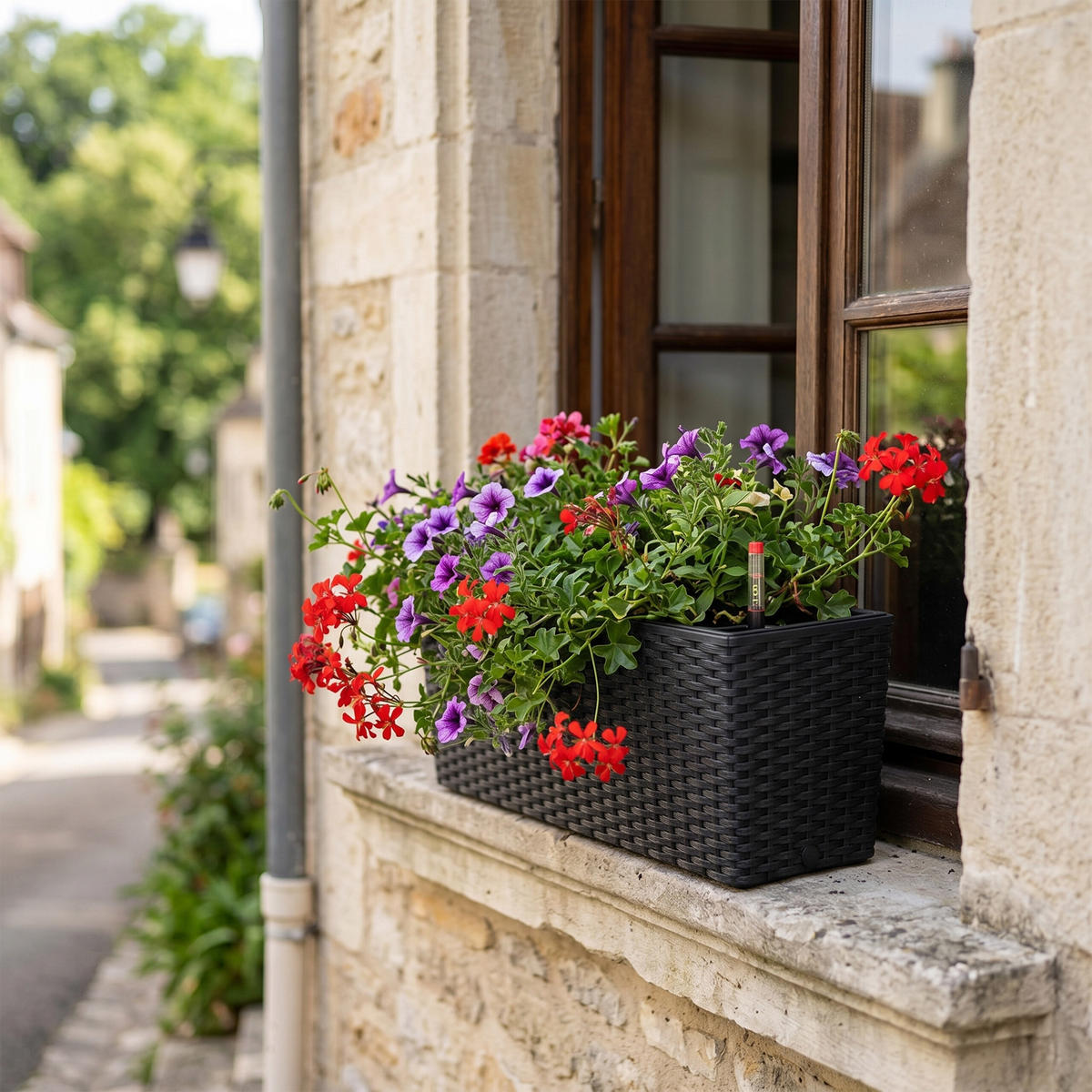 JARDINIERĂ Neagră autoirigare 50 cm - negru, material plastic/metal (50/19/19cm) - Relaxdays