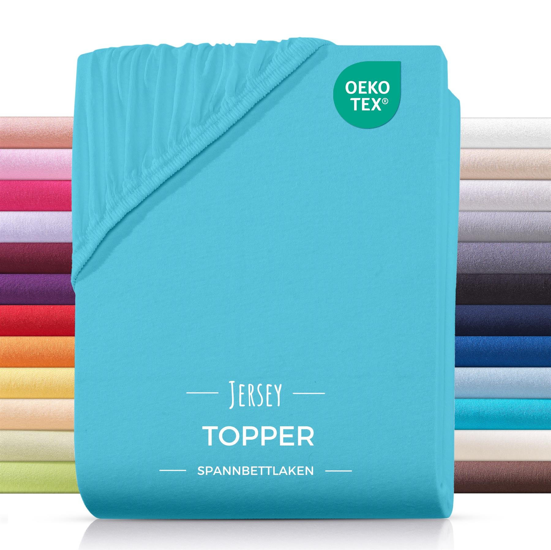 TOPPER-SPANNBETTLAKEN Jersey Bettlaken 180x200 cm Türkis - Türkis, Textil (180/200cm) - Carpe Sonno