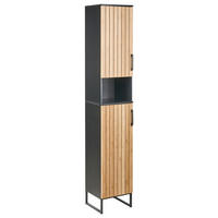 DULAP DE BAIE bambus 30 cm maro deschis Miscanti - maro/negru, lemn (30/170/30cm) - Beliani