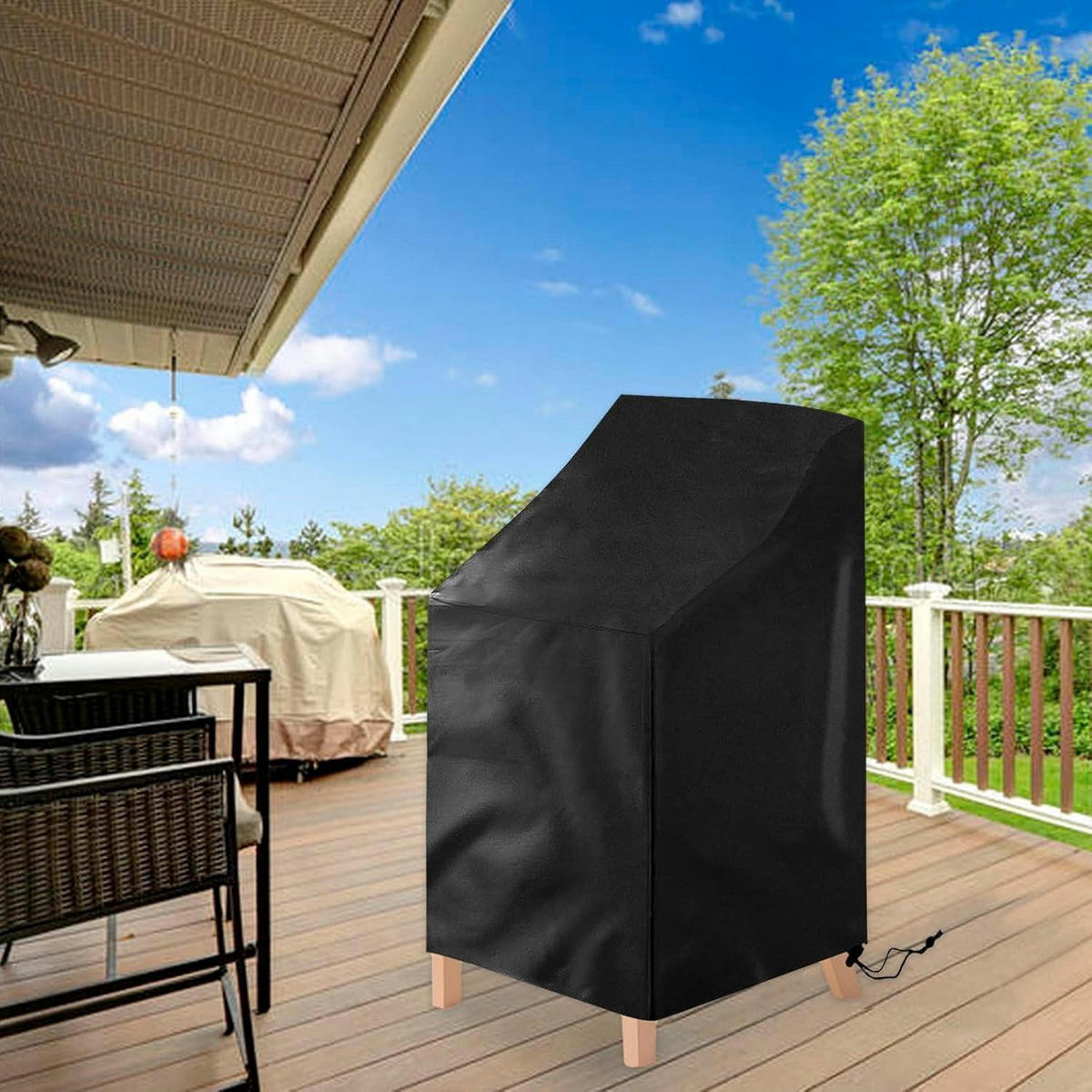 GARTENSTUHL Abdeckung 2-teiliges Set 64 x 64 x 70/120 cm Schwarz - Schwarz, Textil (64/120/64cm)