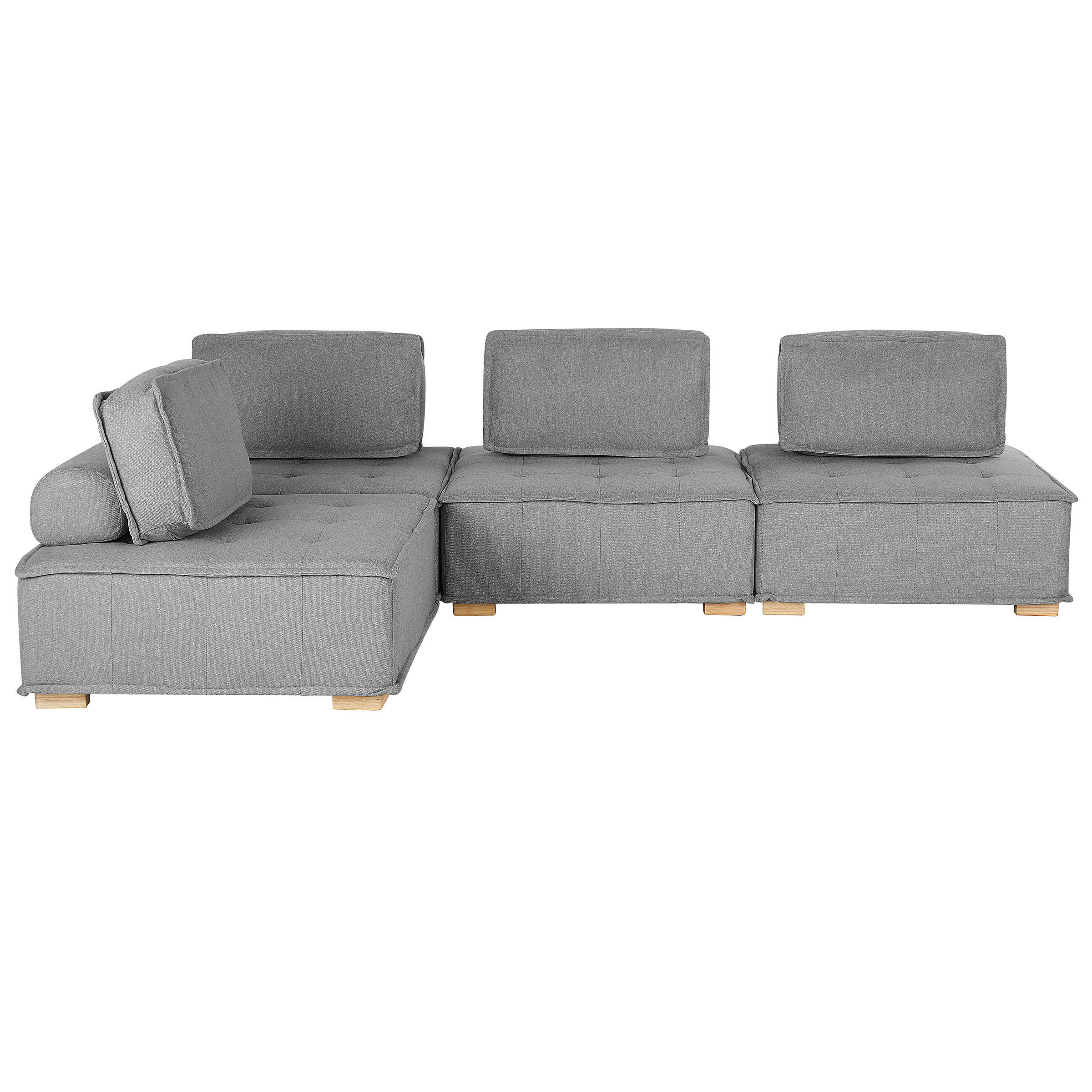 ECKSOFA Modul 4-Sitzer rechtsseitig Grau Stoff Tibro - Dunkelgrau/Braun, Textil (300/200cm) - Beliani