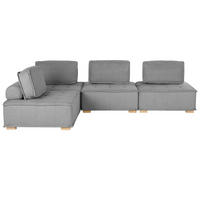 ECKSOFA Modul 4-Sitzer rechtsseitig Grau Stoff Tibro - Dunkelgrau/Braun, Textil (300/200cm) - Beliani