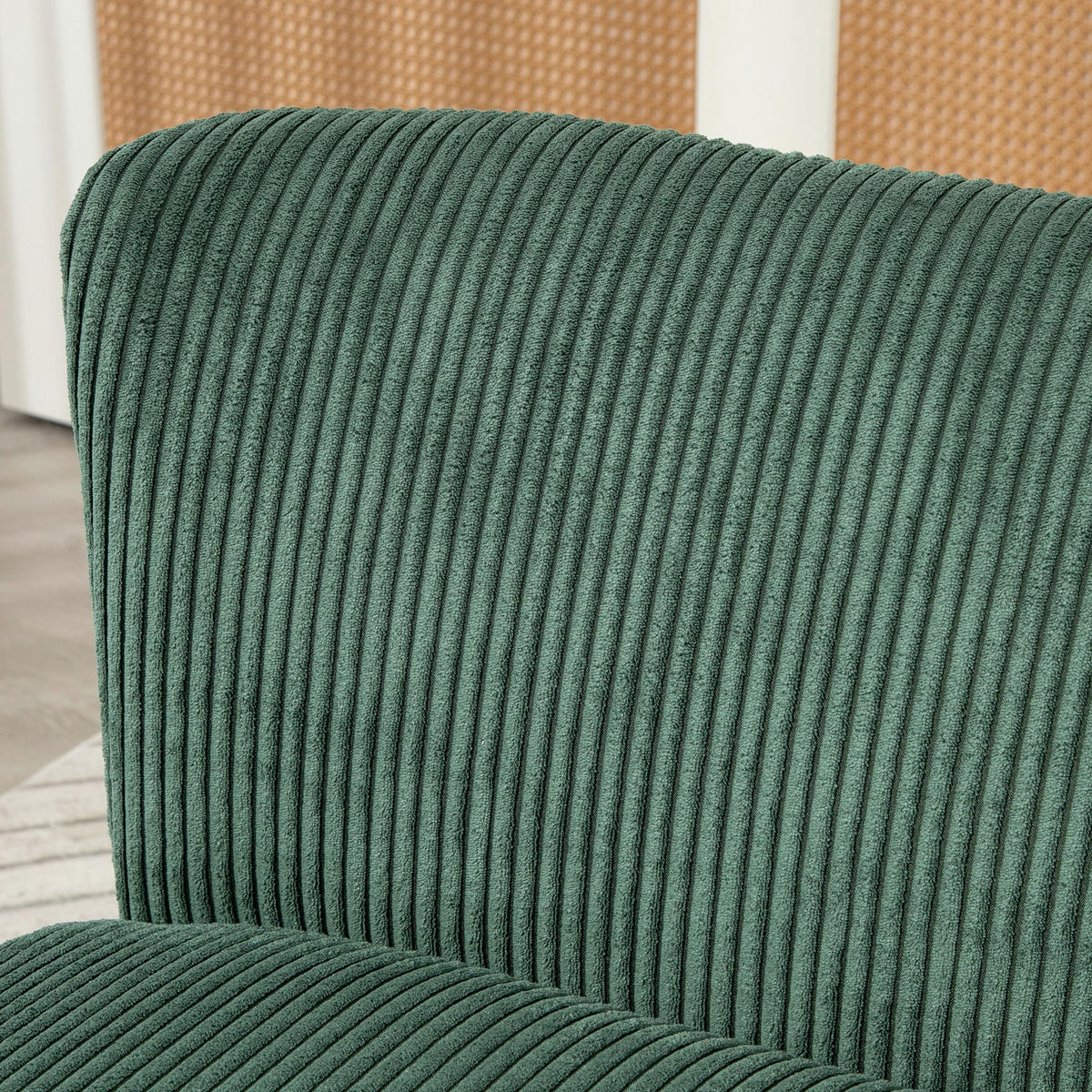 2 Sitzer Sofa, Gepolsterte Couch mit Kordoptik, Holzbeine für Wohnzimmer, Grün - Naturfarben/Grün, Holz/Textil (56.5/77/117cm) - HOMCOM