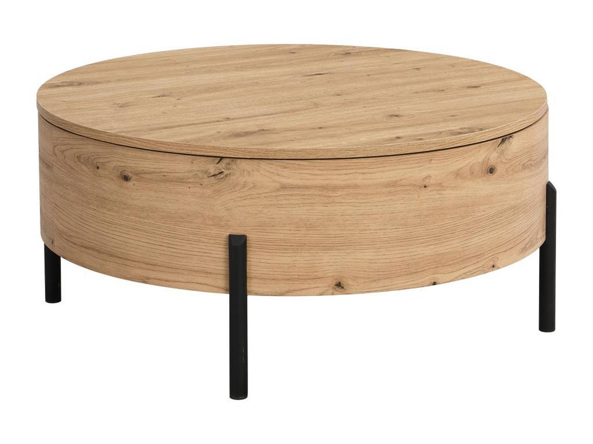 COUCHTISCH mit drehbarer Tischplatte & Stauraum - MDF - Holzfarben - YEMELIA - Naturfarben, Holz (80/80/35.5cm) - Vente-Unique