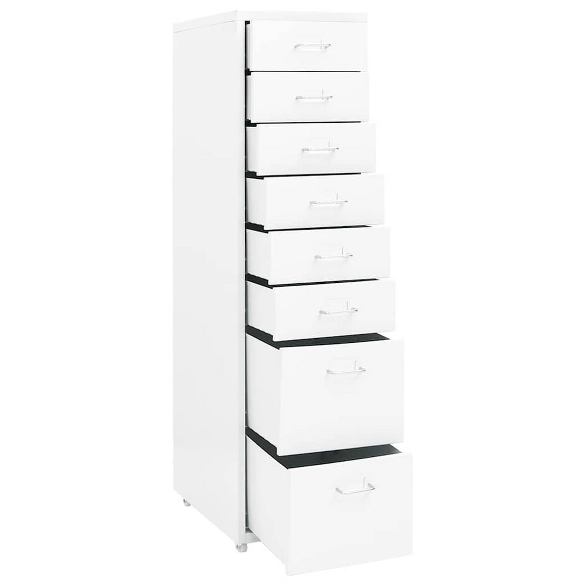 AKTENSCHRANK Mit Rollen Weiss 28/41/109 Cm Metall - Weiß, Metall (41/109/28cm) - vidaXL