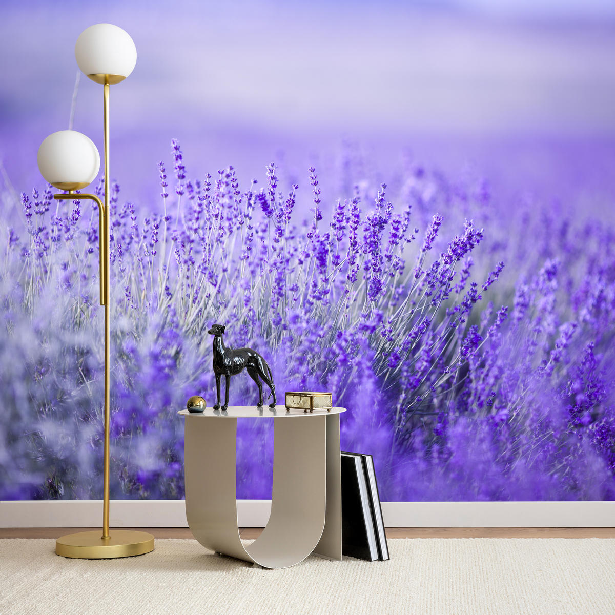 FOTOTAPETE für Küche Lavendelwiese Blüten Fliederfeld 500x350 - Violett/Lila, Papier (500/350cm) - Muralo