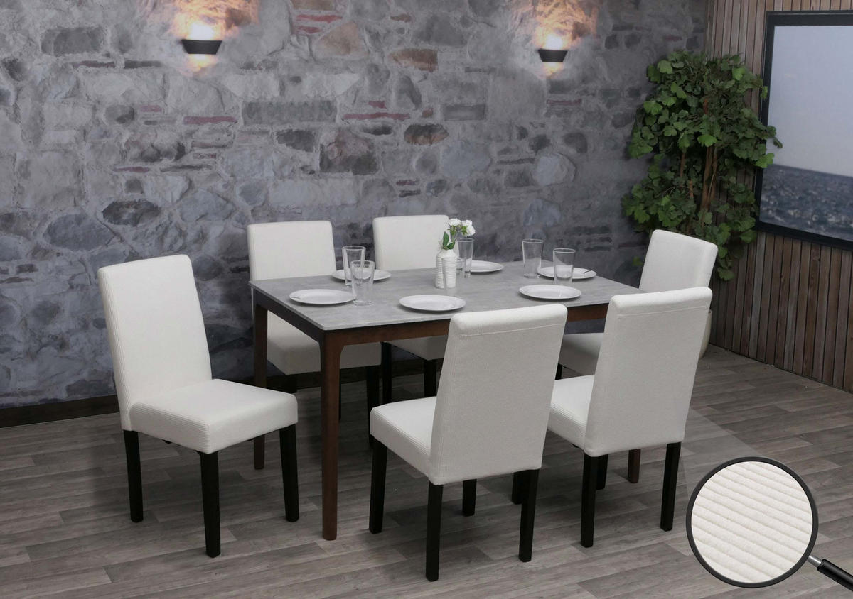ESSZIMMERSTUHL Cremeweiß 6er-Set - Weiß, Textil (42/90/50cm) - MCW
