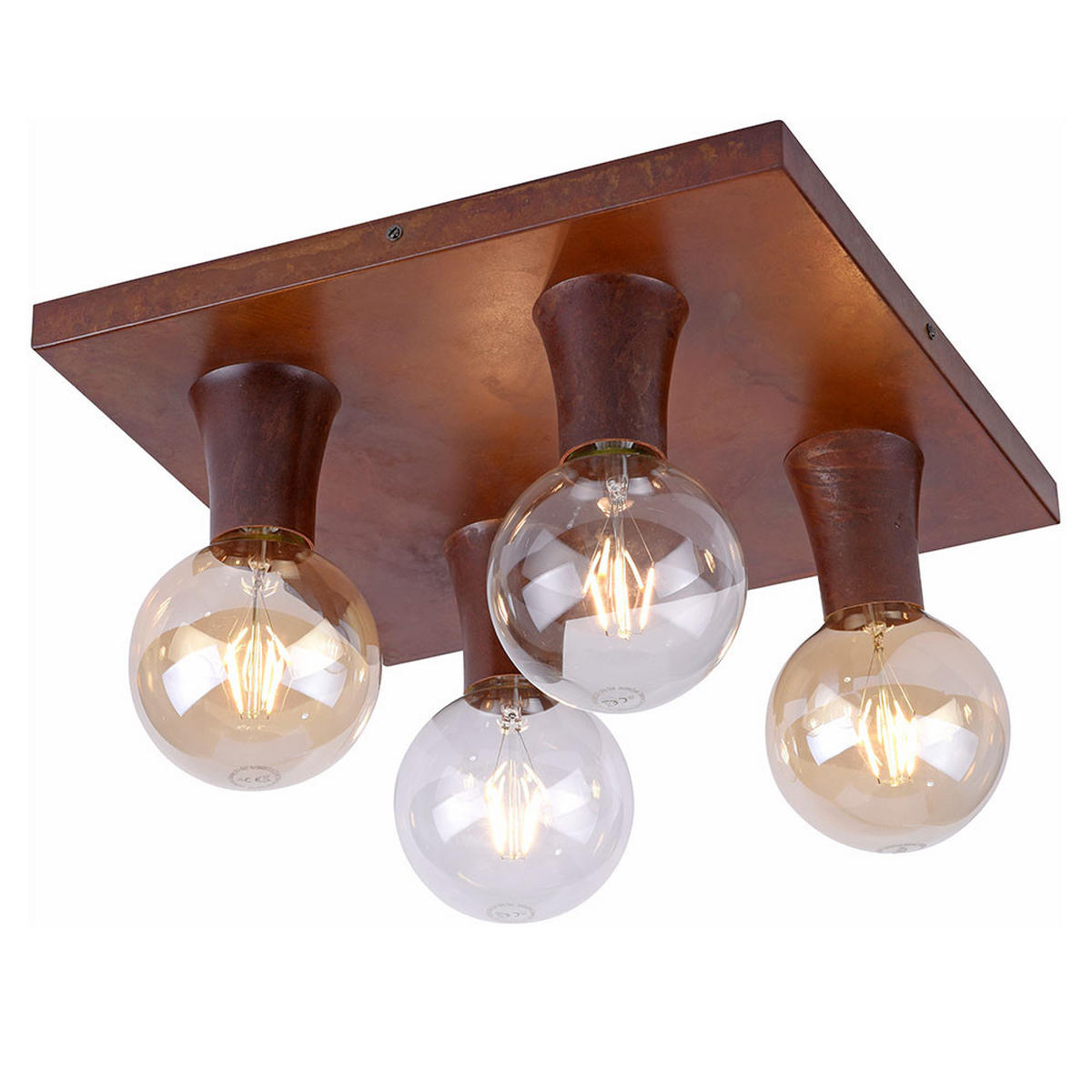 DECKENLEUCHTE Metall Rostfarben Quadratisch - Braun, Metall (40/40/11cm)