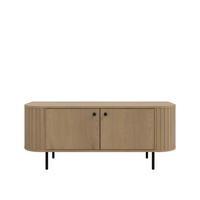 TV-SCHRANK Olivia 123 cm, mit 2 Türen, geriffeltem Design, eiche sonoma, schwarzfarbenen Metallfüßen - Sonoma Eiche, Metall (123/50/43cm) - Margaret Hadas24