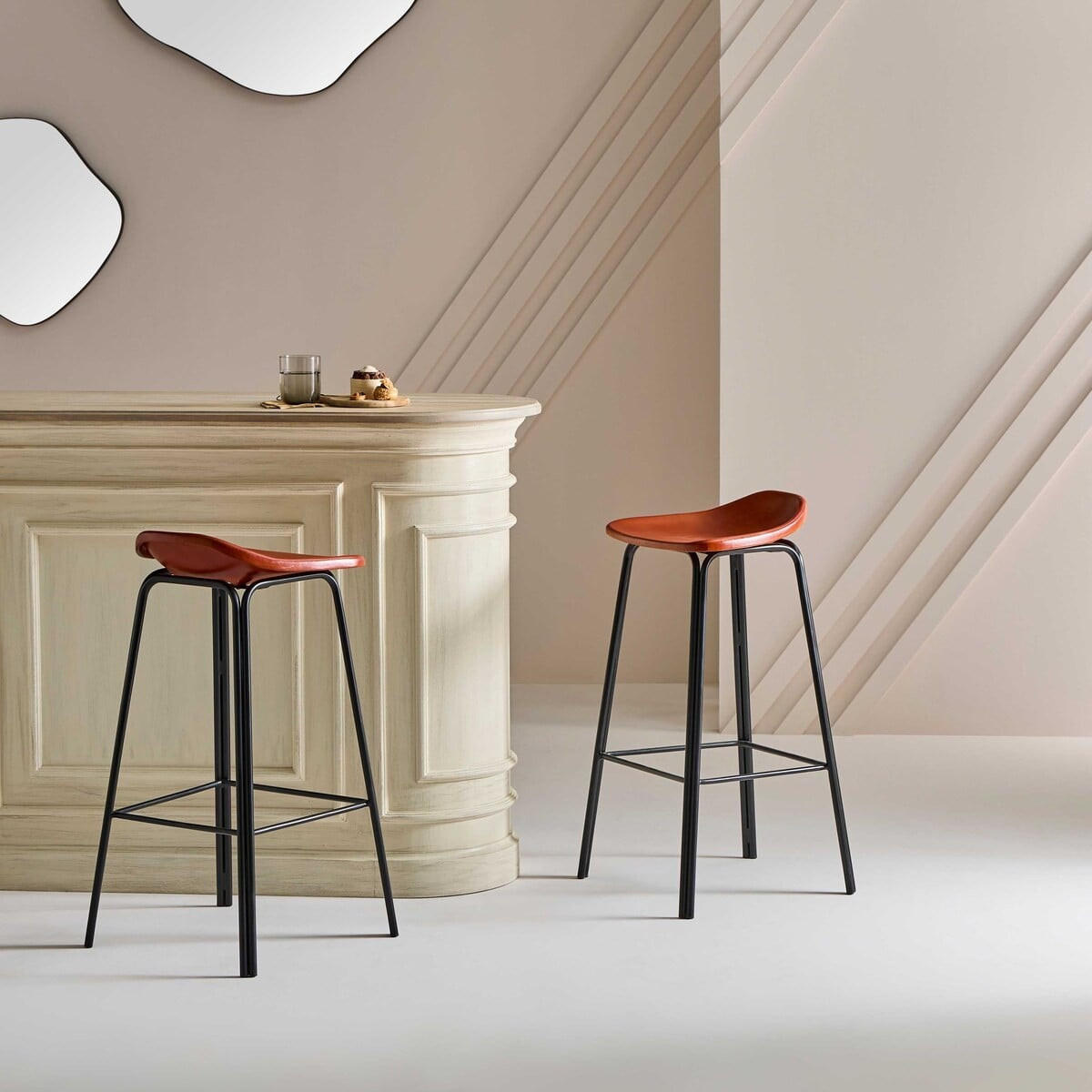 BARHOCKER aus Leder - rockie 46/43/82 cm - Braun, Textil (43/82/46cm) - Signature