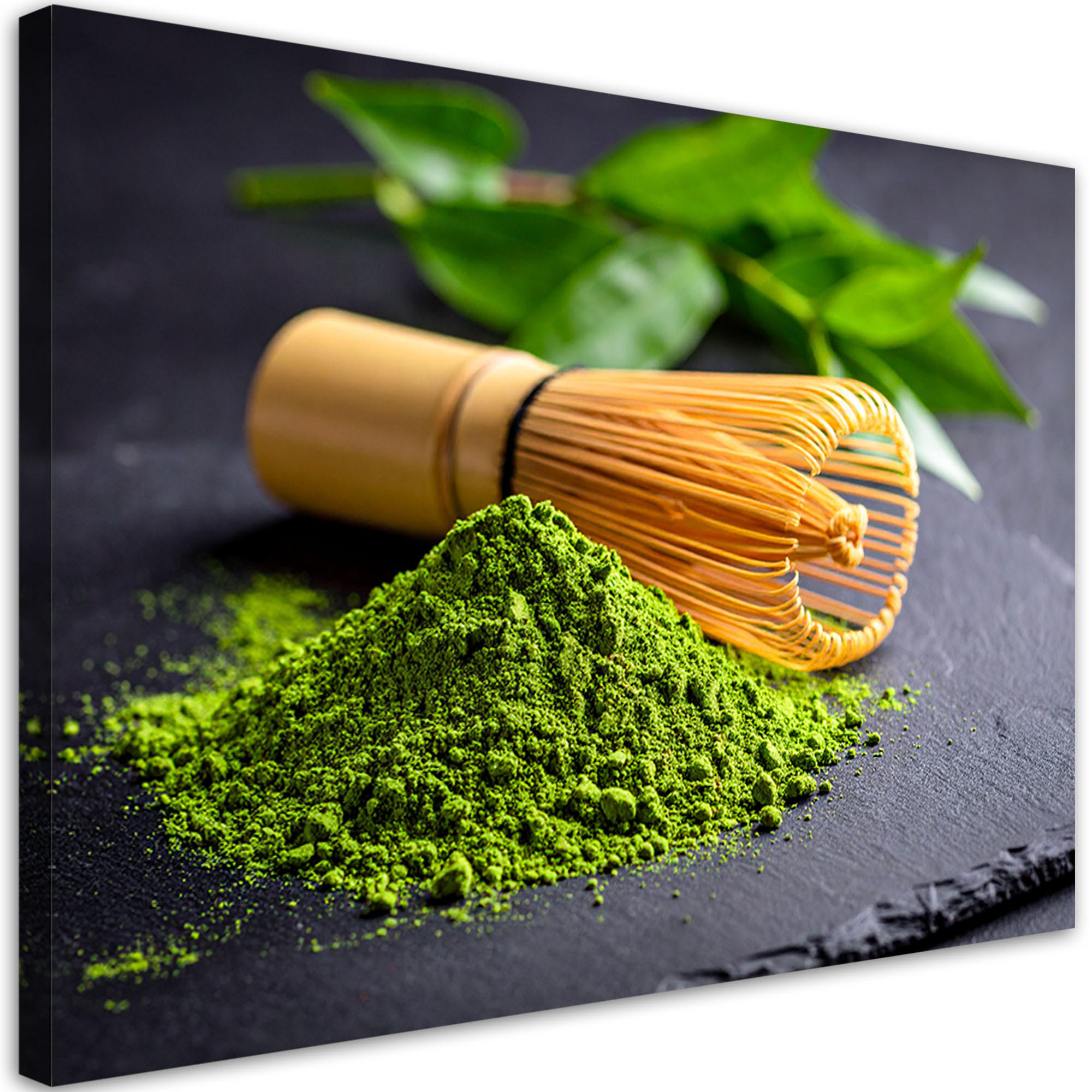 LEINWANDBILD Matcha Tee 90x60cm - Grün, Textil (90/60cm) - Feeby