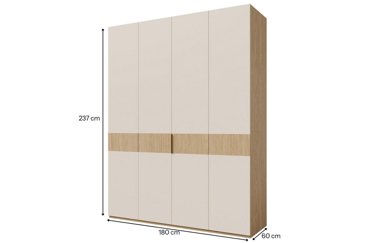 KLEIDERSCHRANK SUN 180/237/60 cm in Frühlingseiche/Macadamia - Eichefarben, Holzwerkstoff (180/237/60cm) - Deine Möbel 24