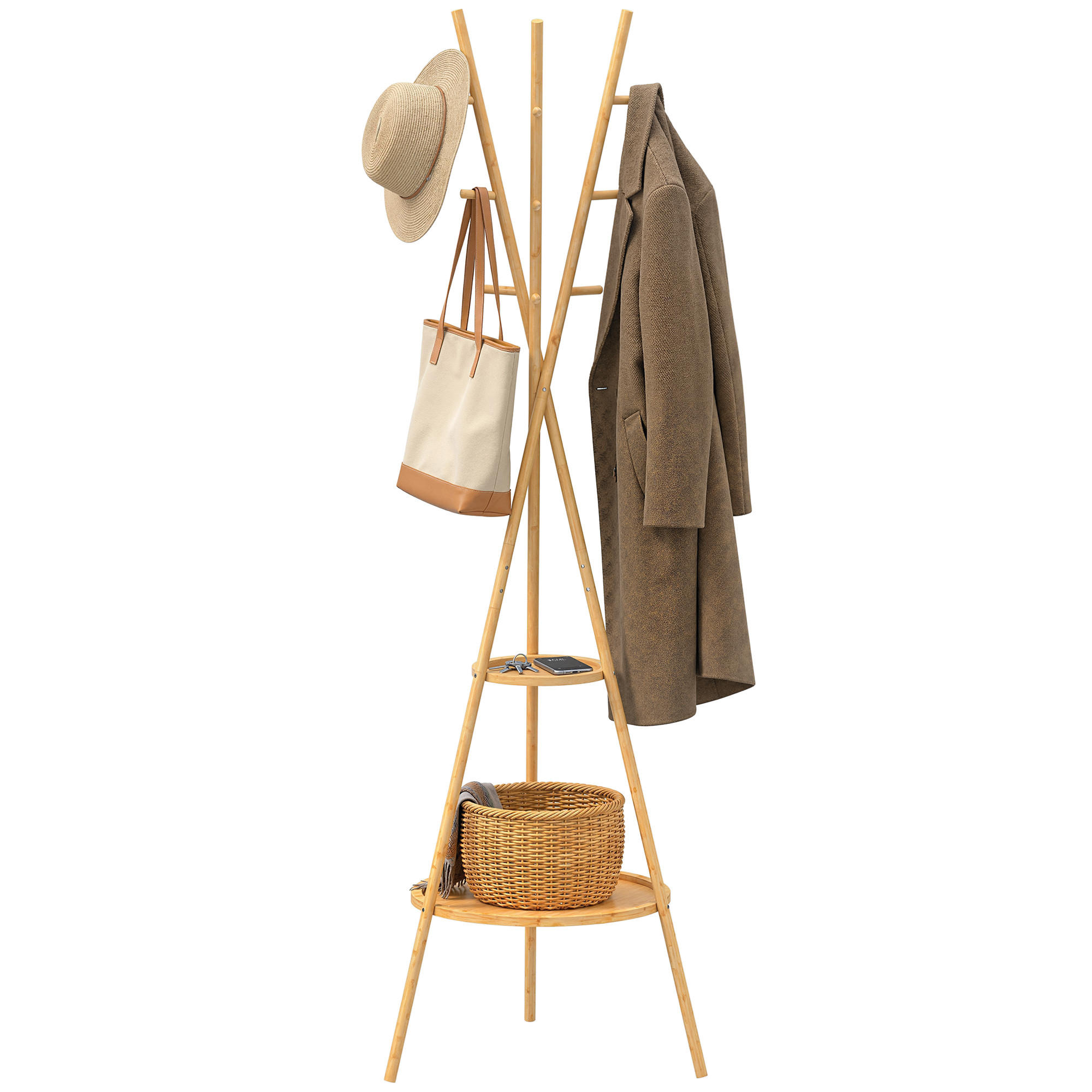 GARDEROBENSTÄNDER Braun 1 Stück - Braun, Naturmaterialien (58.5/176/58.5cm) - GiPP