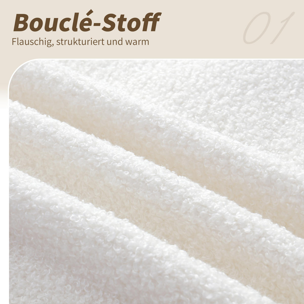 POLSTERBETT 90/200 cm Beige aus Bouclé mit Stauraum - Beige, Textil - OKMYHOME