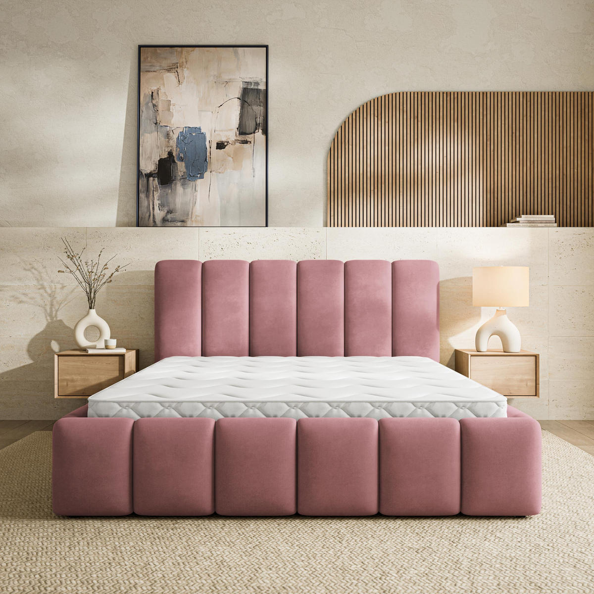 ČALOUNĚNÁ Postel RANIS 140x200 cm Růžový - růžová, kompozitní dřevo/textil (140/200cm) - MASSENO