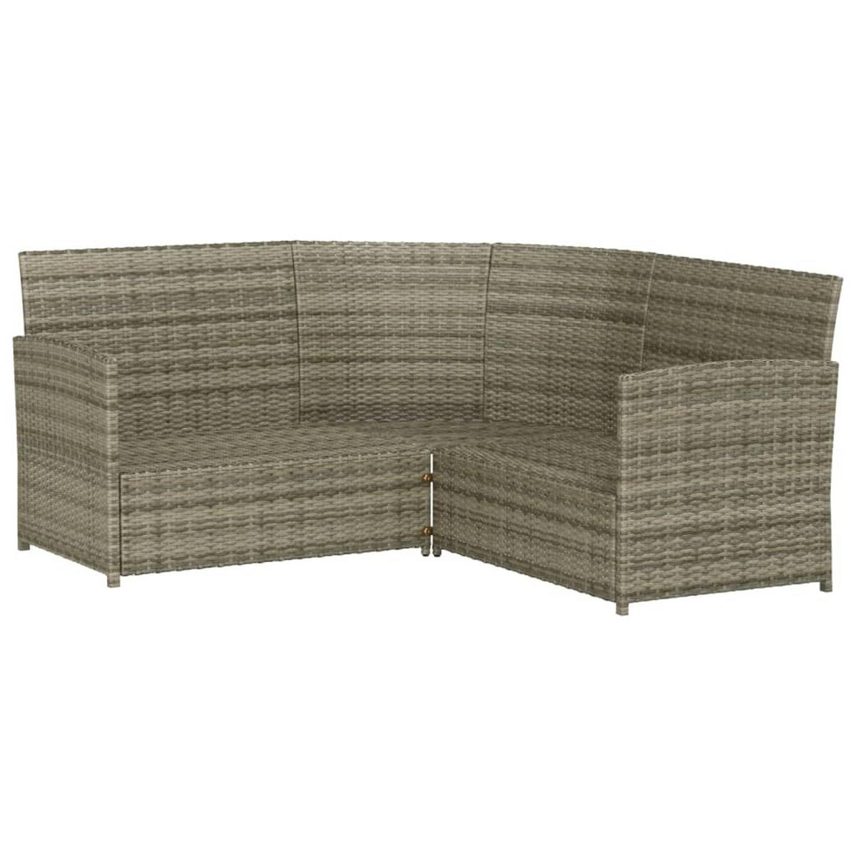 LOUNGEGARNITUR mit Sofagarnitur in L-Form und 48 cm Couchtischm, aus Poly Rattan, 2-teiliges Set - Grau, Kunststoff - vidaXL