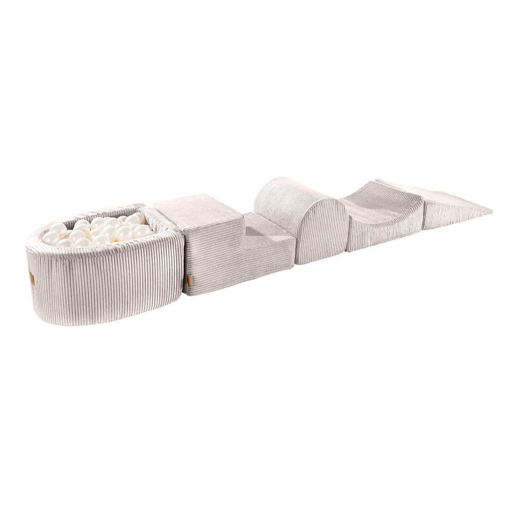 SCHAUMSTOFFSPIELPLATZ für Kinder mit kleinem Bällebad – ästhetisch - Ecru, Textil (250/45/30cm)