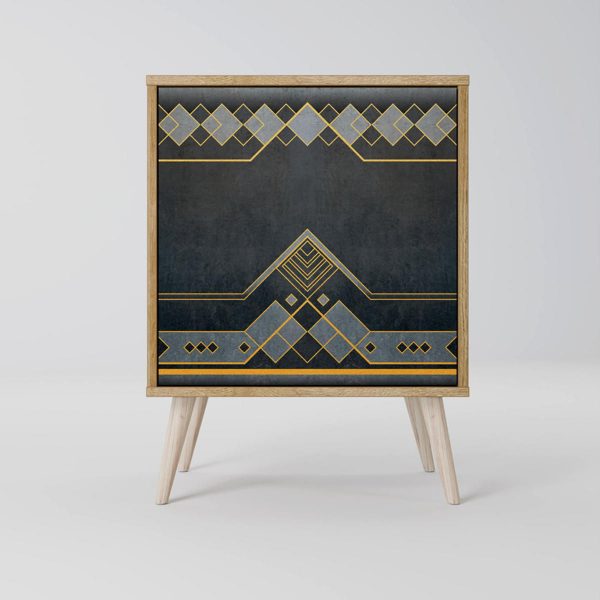 SIDEBOARD ROYAL ORDINARINESS, Grau, 57,5x42x77,5 cm, Schräge Buchenholzfüße - Buchefarben/Multicolor, Holzwerkstoff/Buchenholz (57.5/77.5/42cm) - SpaceRebels