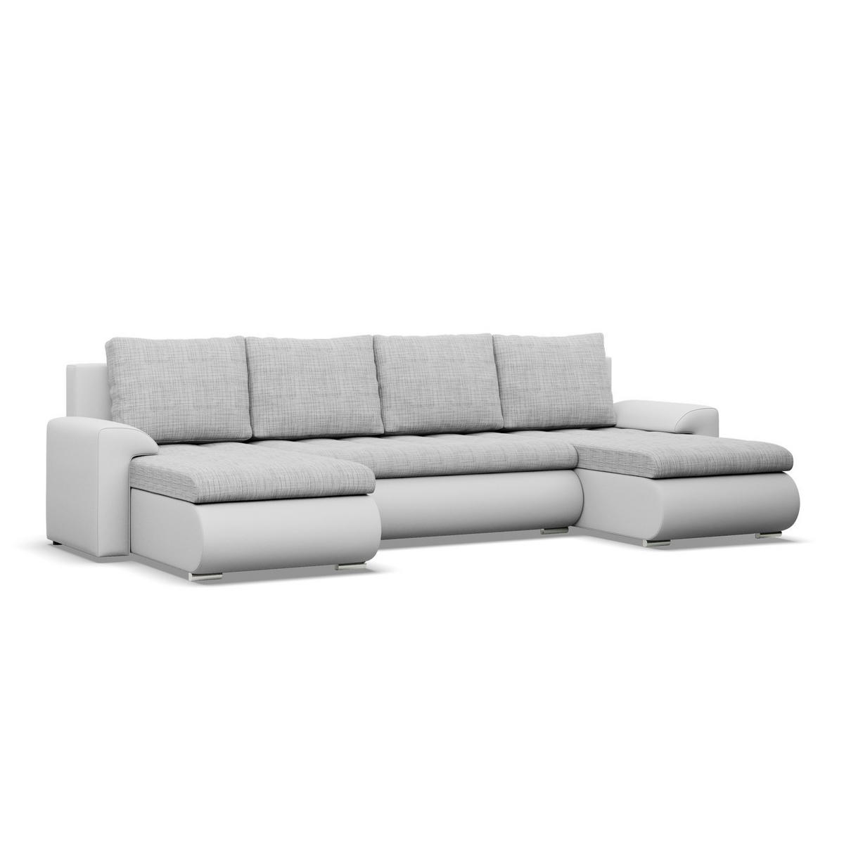 U-SOFA MIT SCHLAFFUNKTION FORESTA, Grau + Grau - Hellgrau/Grau, Textil (302/89/159cm)