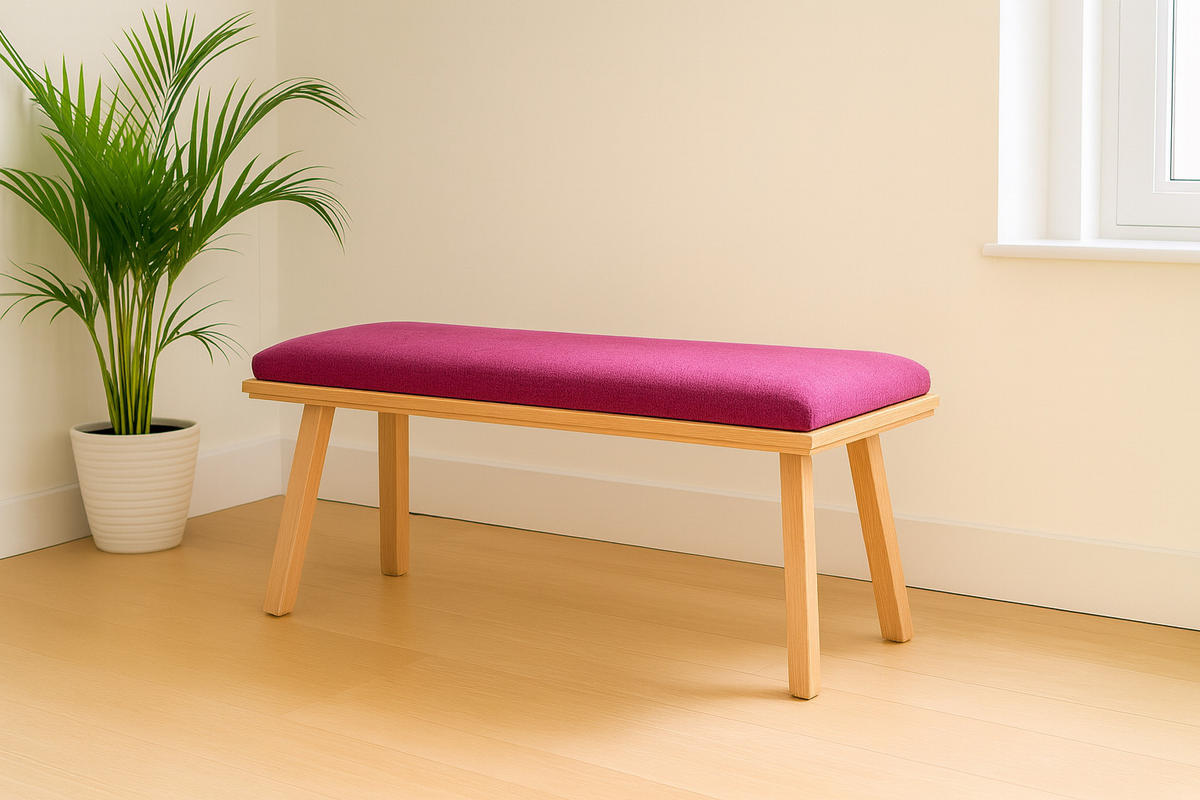 GARDEROBENBANK Die Zeitlose - Eichefarben/Bordeaux, Holz/Textil (45/50/125cm) - Kundler Home