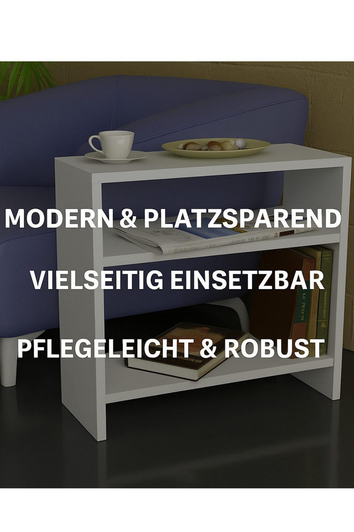 BEISTELLTISCH 51 x 49 x 17,5 cm weiß Ablagetisch - Weiß, Holzwerkstoff (18/51/49cm) - Ibonto