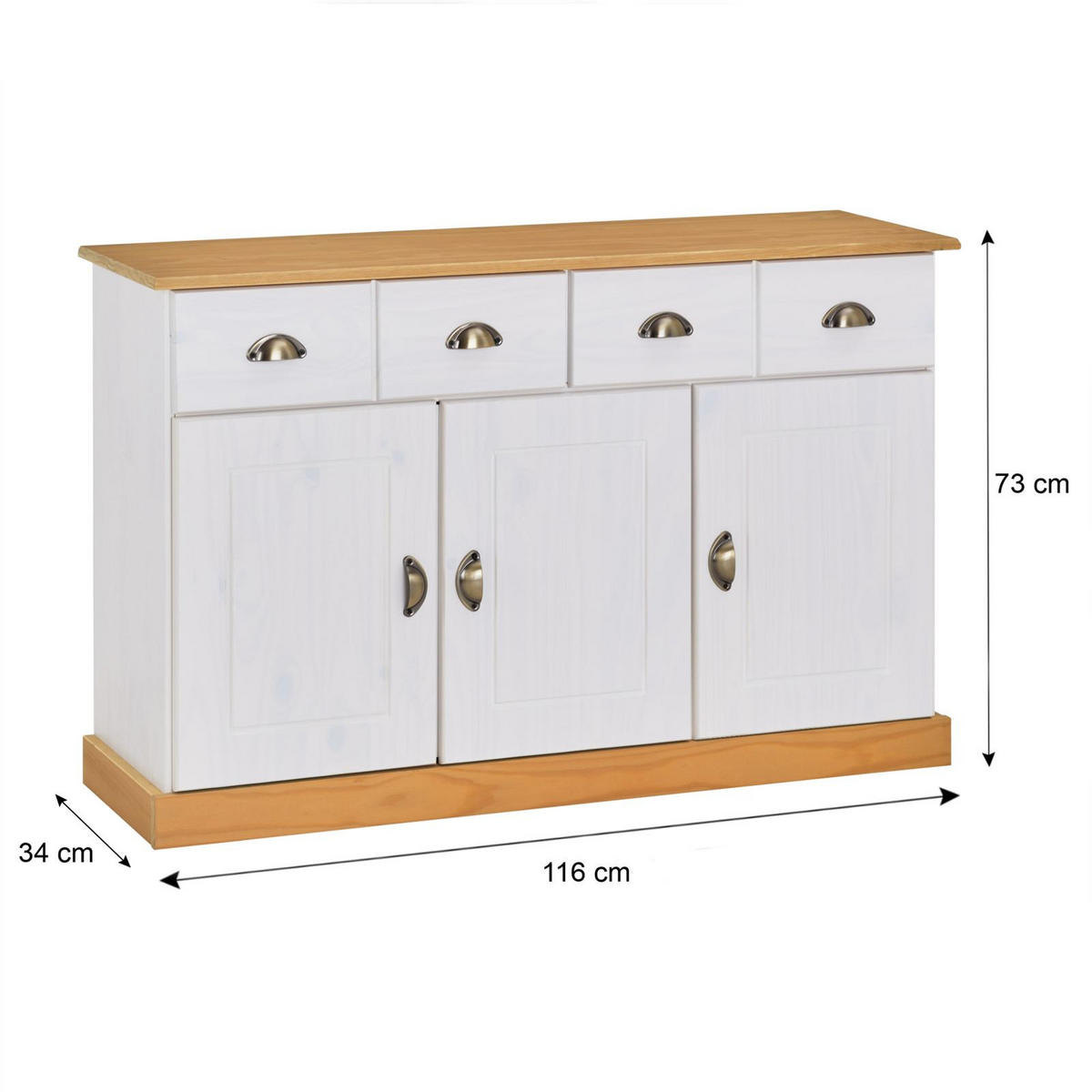 ANRICHTE PARIS - Weiß/Braun, Holz (116/73/35cm) - IDIMEX