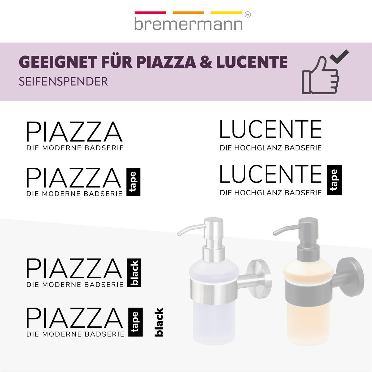 ERSATZSEIFENSPENDERGLAS PIAZZA & LUCENTE, satiniertes Glas - Weiß, Glas (7/14/7cm) - bremermann
