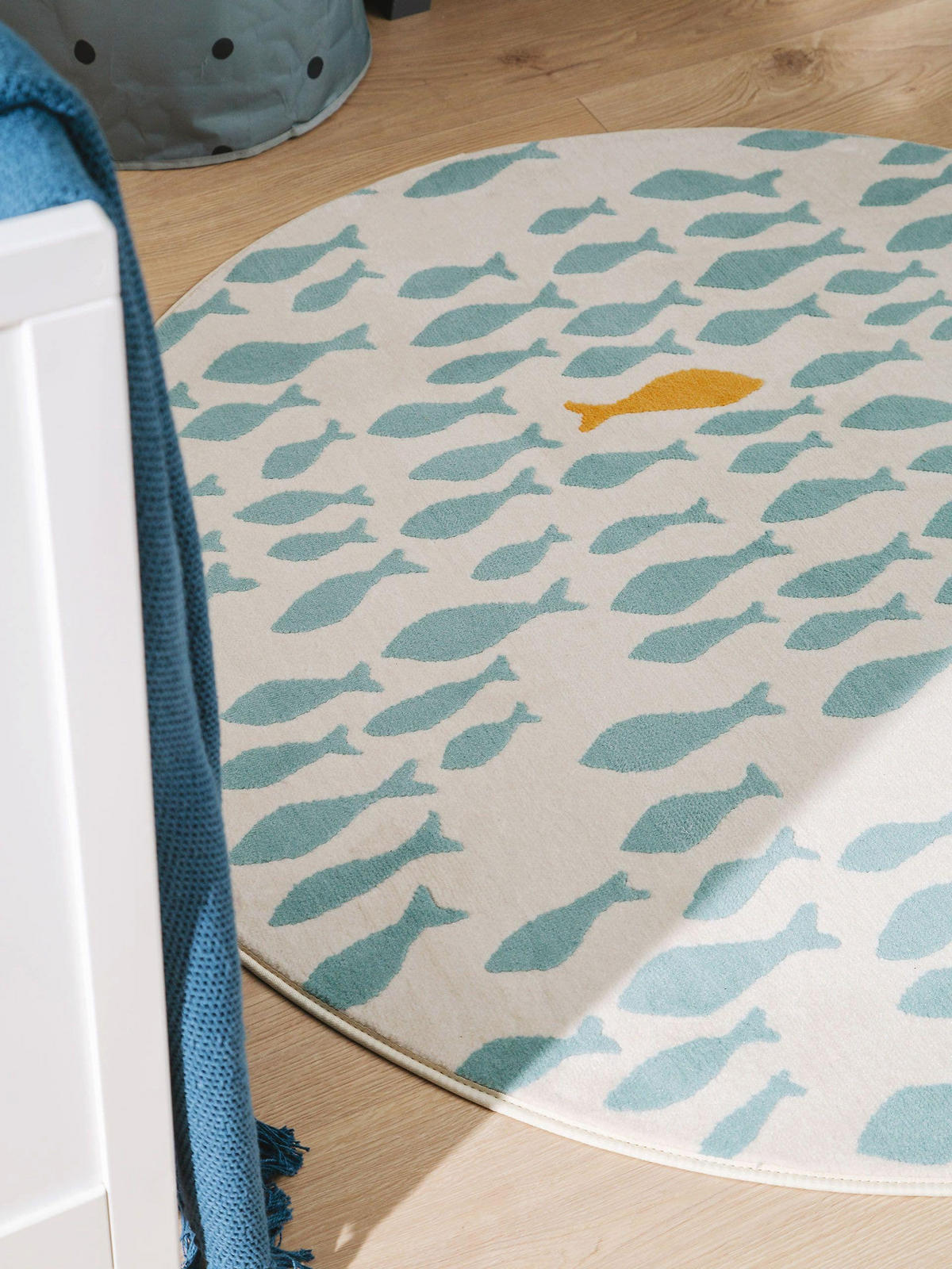 KINDERTEPPICH Fabius Beige/Blau ø 120 cm rund - Beige, Textil (120/120cm) - Lytte