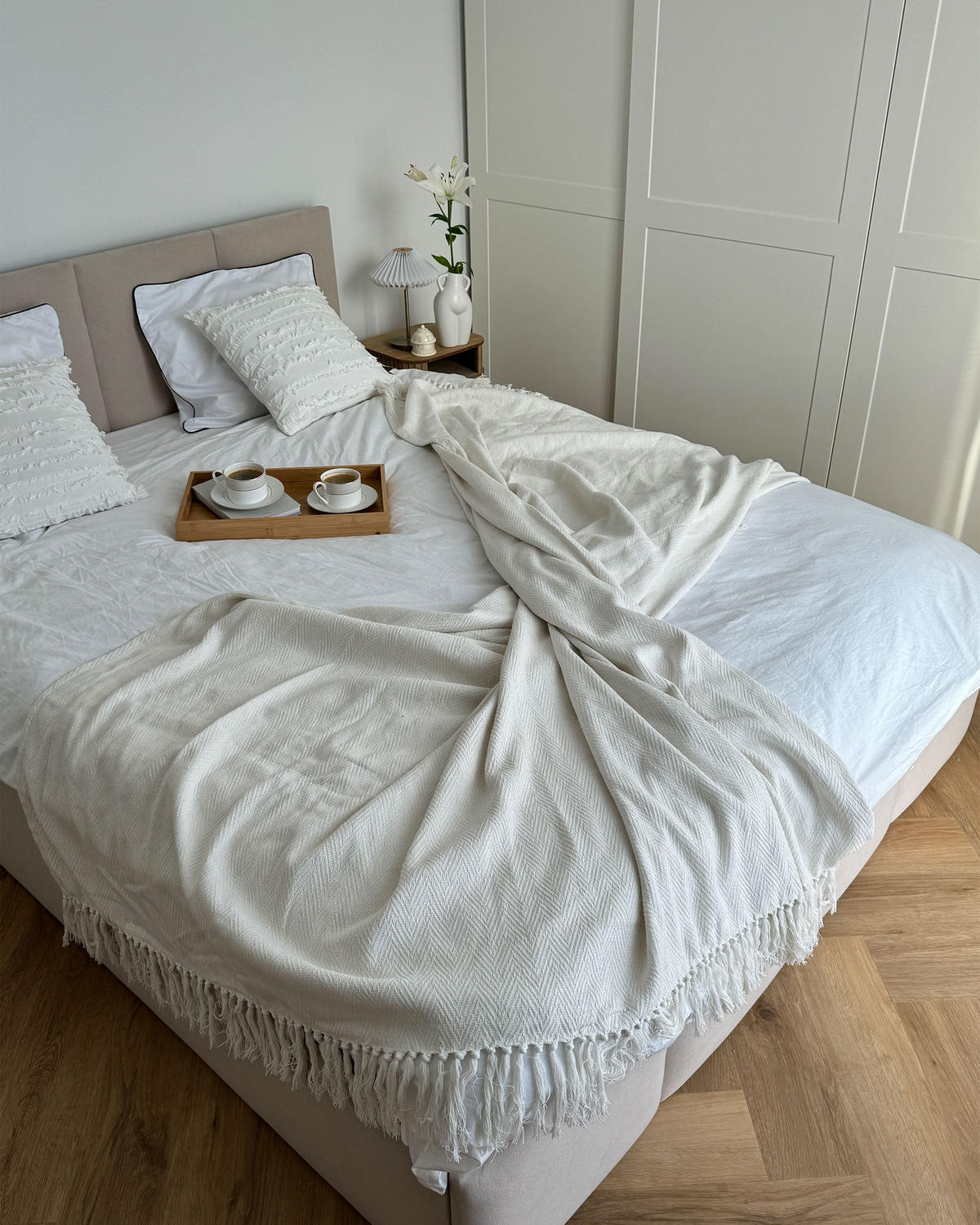 PĂTURĂ albă 150/200 cm Ampara - alb, material textil (150/200cm) - Beliani
