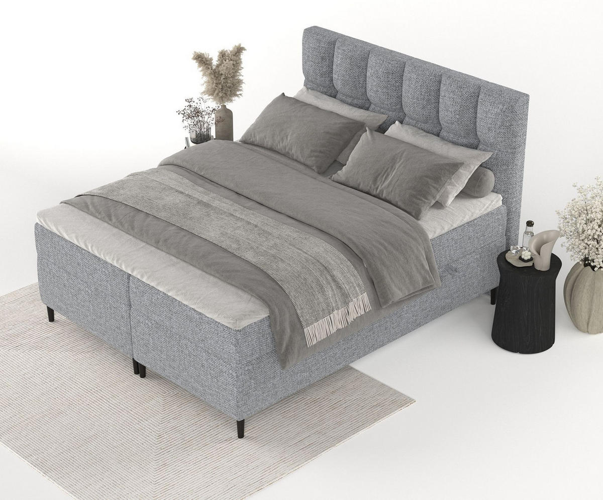 BOXBETT Ombre Grau 160/200 cm - Schwarz/Grau, Holz/Holzwerkstoff (160/200cm) - Maison de Reve