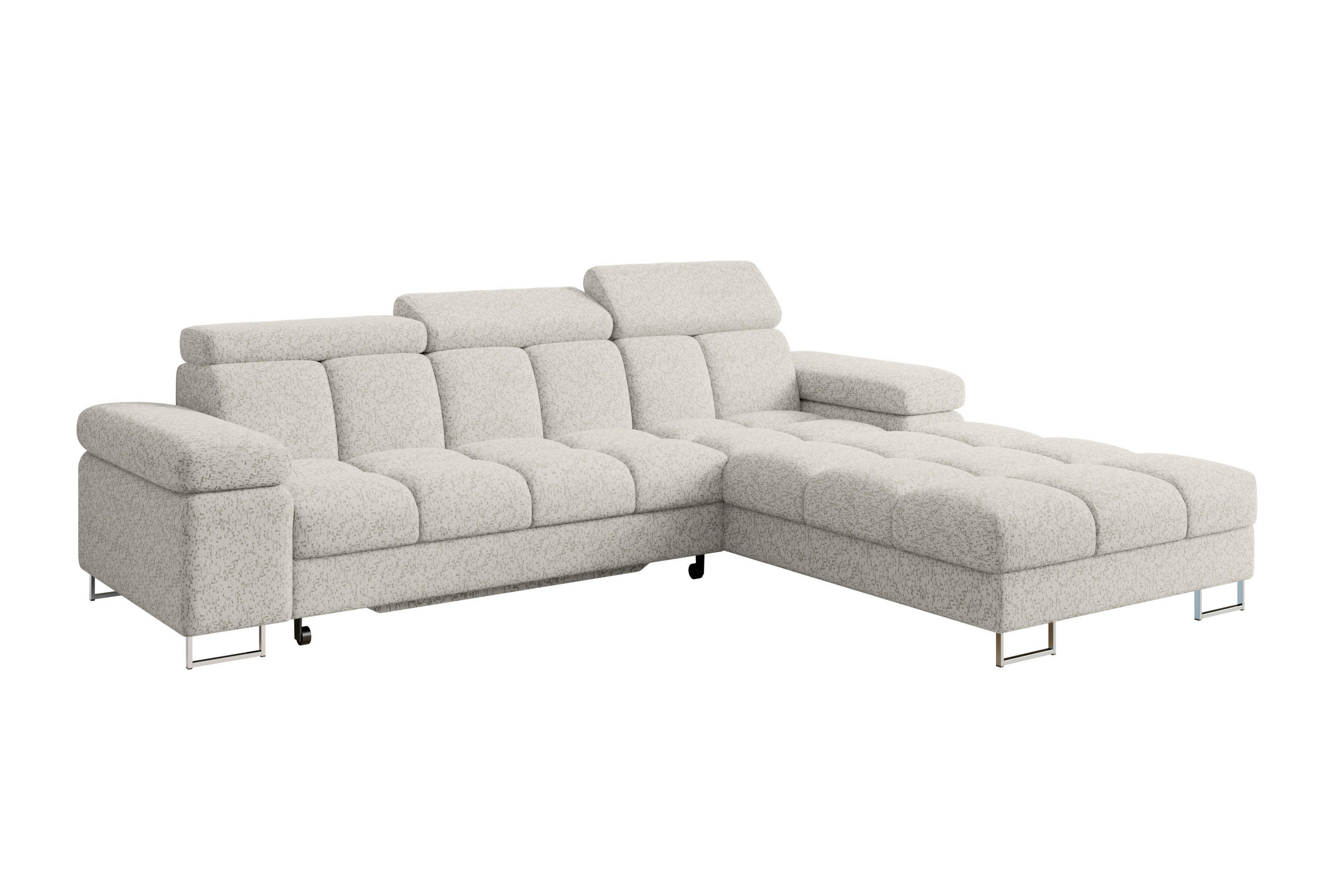 ECKSOFA mit Schlaffunktion Ottomane Rechts COMA L 271x203x79 Hellgrau Tissu - Hellgrau, Holzwerkstoff/Textil (203/271cm) - ALTDECOR