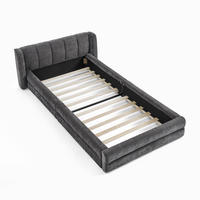 EINZELBETT 90x200 cm Chenille Rückenlehne grau - Dunkelgrau, Kunststoff (90/200cm) - LEBENLANG