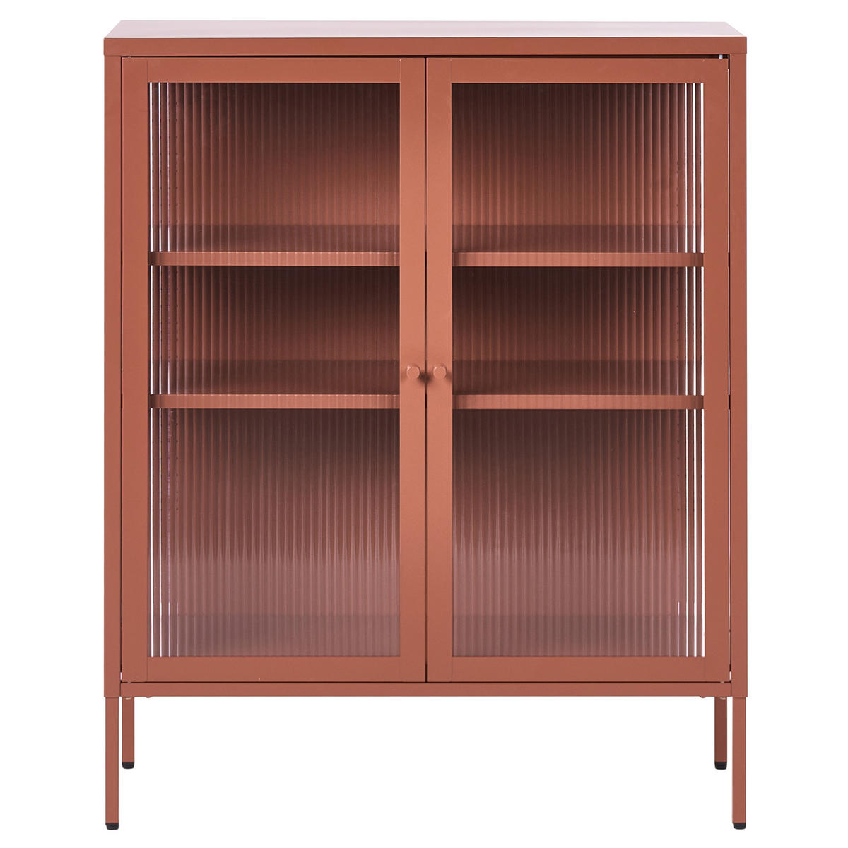 SIDEBOARD mit Glastüren Metall 90 cm Goldbraun Lerryn - Goldfarben, Metall (90/111/35cm) - Beliani