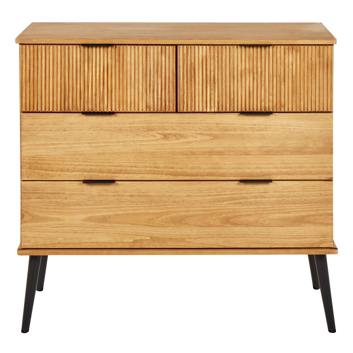 KOMMODE mit 4 Schubladen Kiefernholz Braun Timmins - Hellbraun, Holz (100/91/45cm) - Beliani