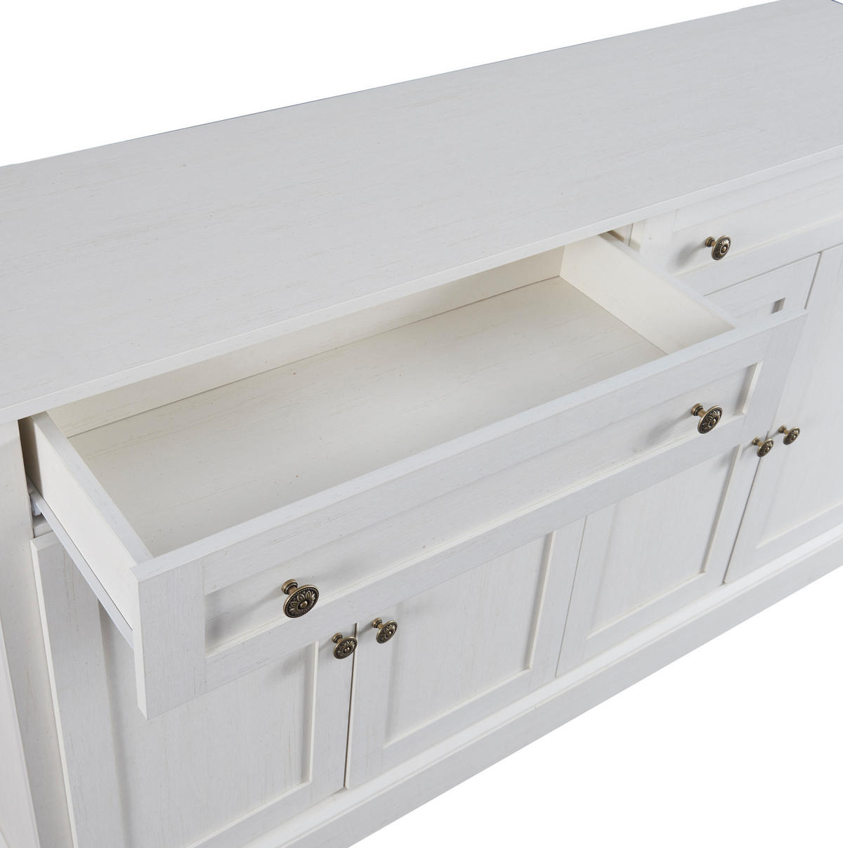 SIDEBOARD 4-türig mit 2 Schubladen 150 x 40 x 86 cm Antique White - Weiß, Holzwerkstoff (150/86/40cm) - Meubliv