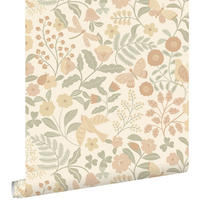 TAPETE Blumen und Vögel 53 cm x 10.05 m - Beige, Papier (53/0.1cm) - ESTAhome