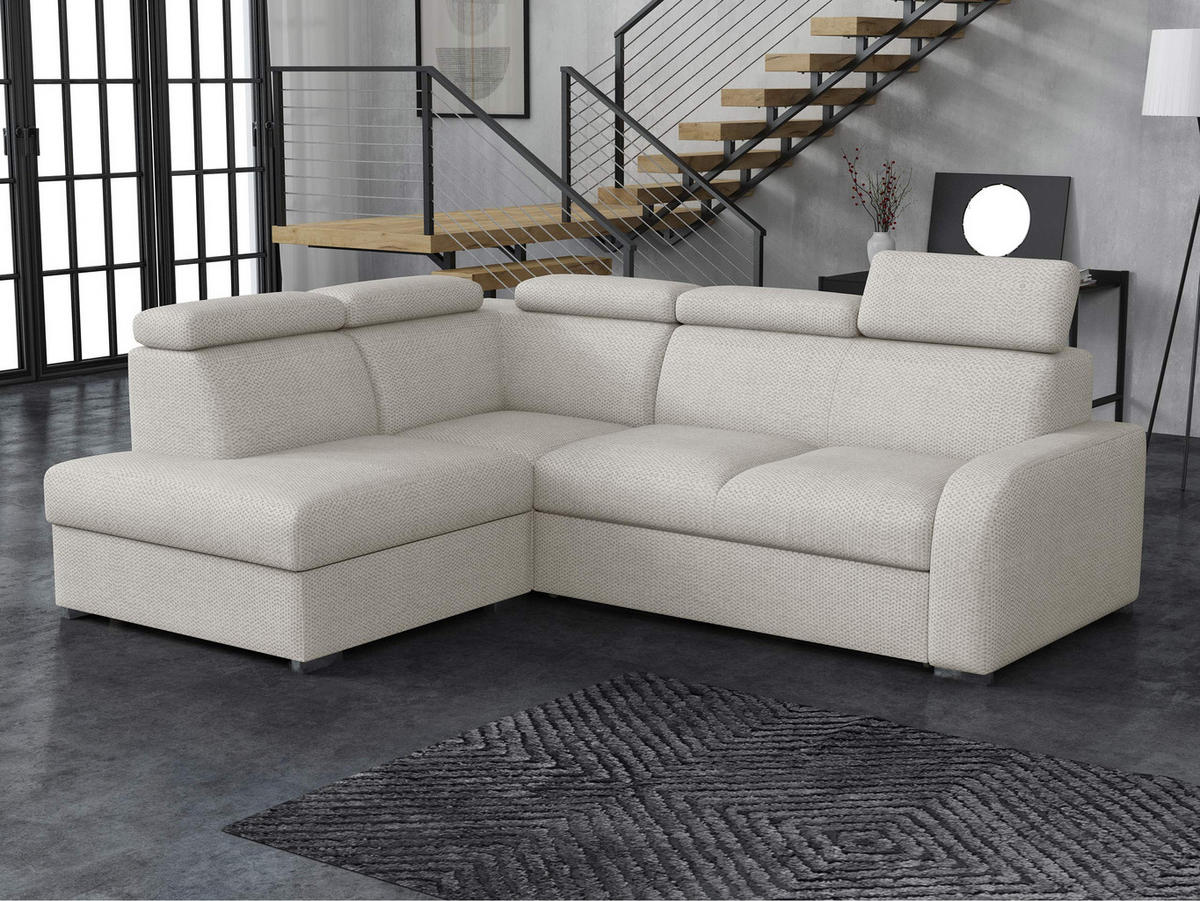 ECKSOFA Oslo 2rRLXp, Seite: Links LXP+R+2R - Silberfarben/Creme, Holz/Textil (250/200cm) - MIRJAN24
