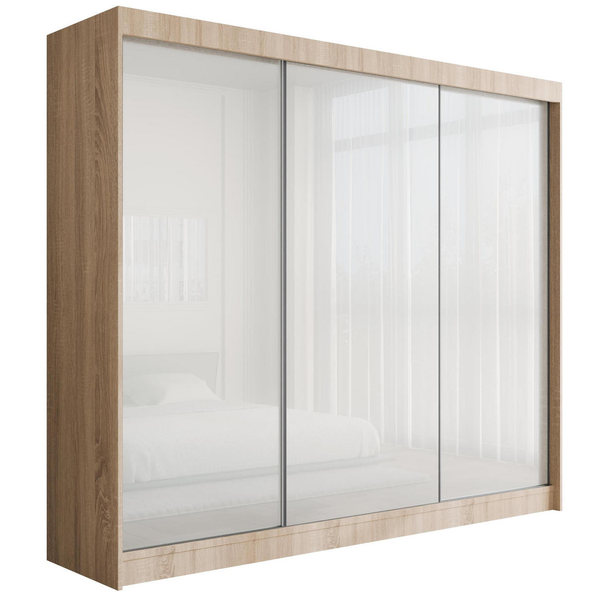 KLEIDERSCHRANK PEKA - 250 cm - Sonoma Eiche|Weiß - Weiß/Sonoma Eiche, Holzwerkstoff (250/215/61cm) - ALTDECOR
